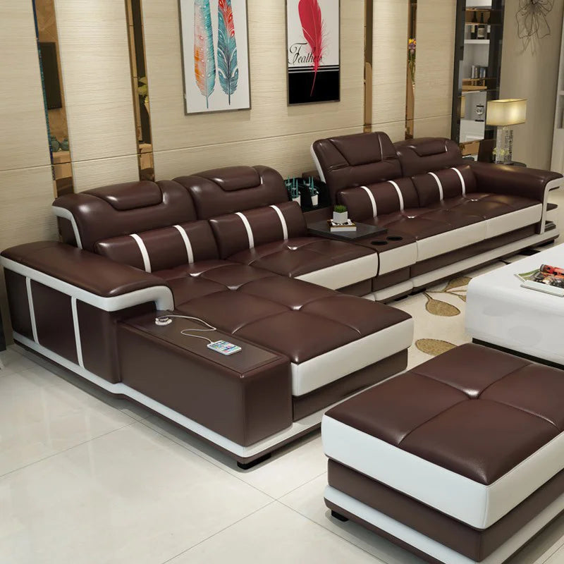 Modern Style Multifunctional Sofa Single Seat L-Shaped Combination Sofa With Massage Chair Leather Sofa Set With Speaker