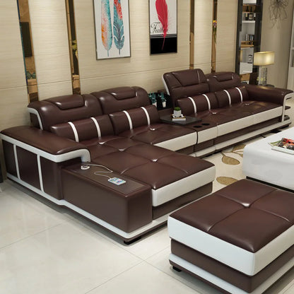 Modern Style Multifunctional Sofa Single Seat L-Shaped Combination Sofa With Massage Chair Leather Sofa Set With Speaker