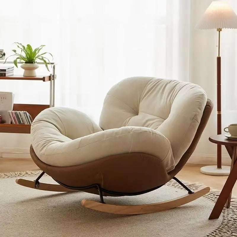 Cozy Snail Wooden Rocking Chair for Balcony and Living Room Lazy Large Rocking Sofa Chair for Leisure Time in Living Room