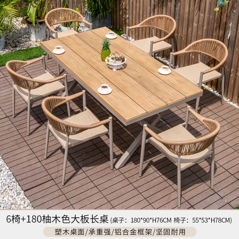 Outdoor table and chair courtyard villa leisure open-air balcony rattan chair Internet celebrity waterproof sunscreen garden