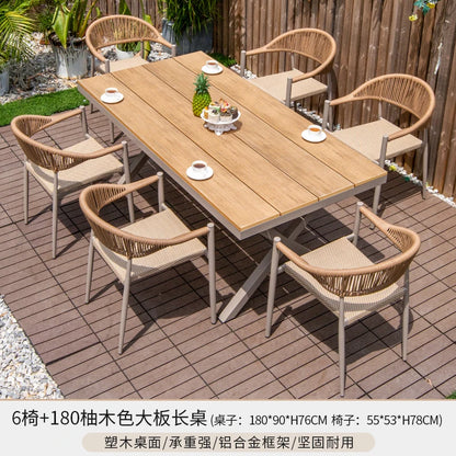 Outdoor table and chair courtyard villa leisure open-air balcony rattan chair Internet celebrity waterproof sunscreen garden
