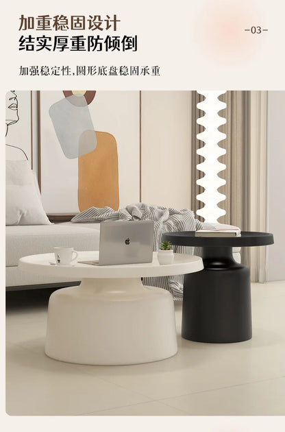 Cream apartment Nordic coffee table living room household small apartment simple Internet celebrity wrought iron modern round