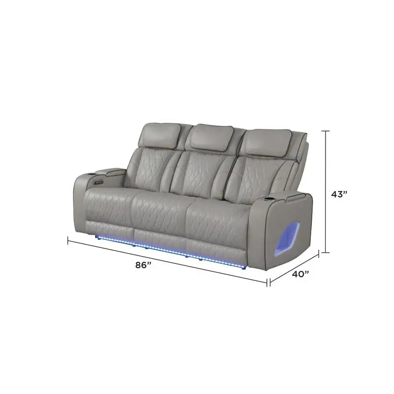 Modern Style Upholstery Recliner 3PC Living Room Set, Wood Frame, Massage Function Included, Gray Color, NJ Inventory