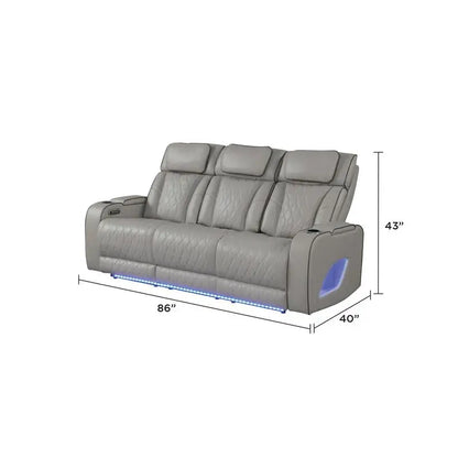 Modern Style Upholstery Recliner 3PC Living Room Set, Wood Frame, Massage Function Included, Gray Color, NJ Inventory
