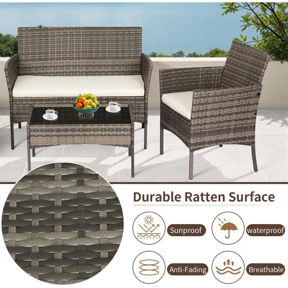 outdoor patio furniture set wicker patio set pe rattan furniture bistro set for outdoor indoor use with loveseats coffee table,
