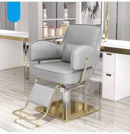 Round Chair Professional Barber Chairs Mirror Hair Salon Women's Beauty Men's Shaving Rotating Ergonomic Wheels Reclining Silla