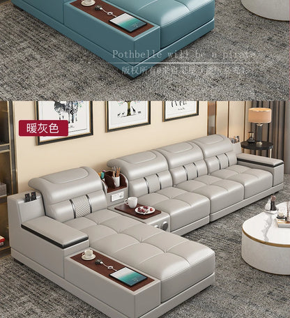 Leather Sofa Modern Simple Living Room Small Apartment Latex Storage Top Layer Leather Sofa