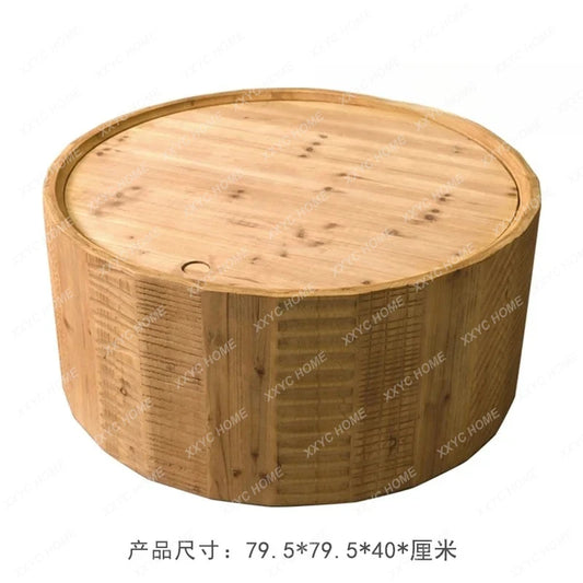 Y Solid wood small coffee table storage living room sofa  mobile side table retro Nordic creative log