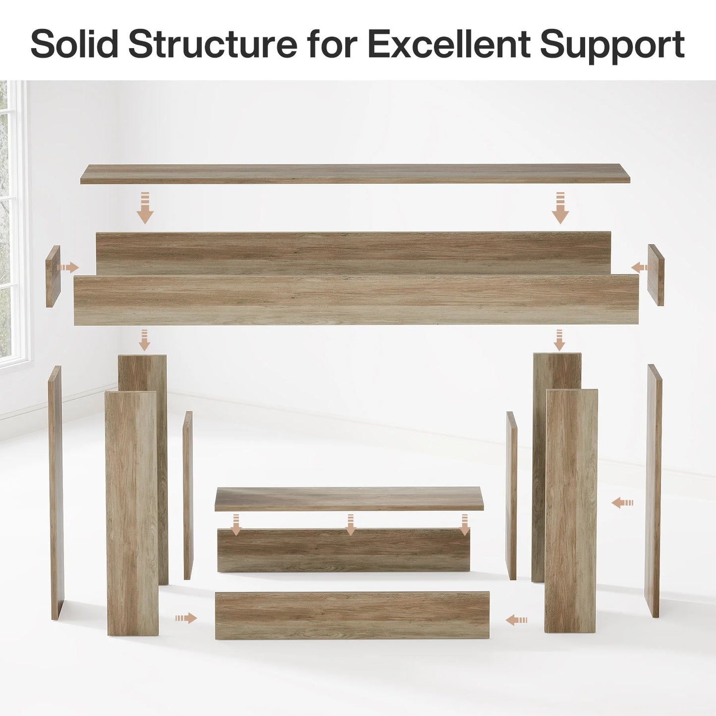 Rustic 2-Tier 63 Console Table with Storage for Entryway, Living Room, and Hallway in Brown & Gray