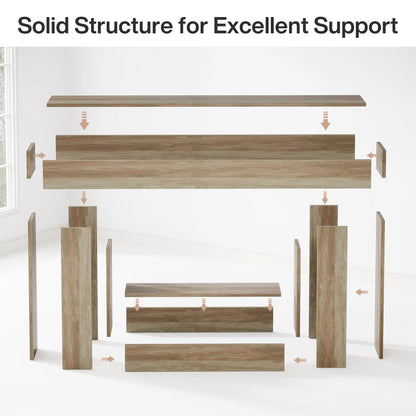 Rustic 2-Tier 63 Console Table with Storage for Entryway, Living Room, and Hallway in Brown & Gray