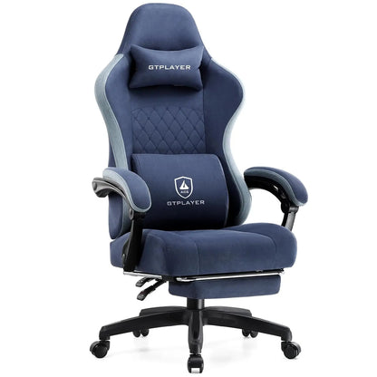 Office Chair, Gaming Computer Desk Fabric Chair with Footrest, High Back Ergonomic Office Chair with Pocket Spring Lumbar Suppor