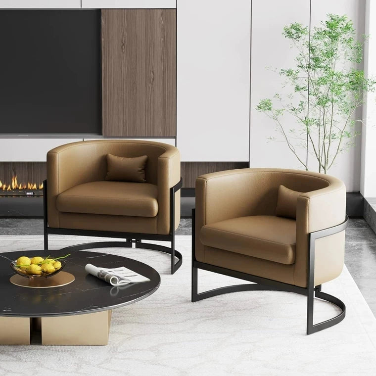 Luxury Living Room Chair Barrel Wide Arm Chair Club Single Leisure Accent Chair