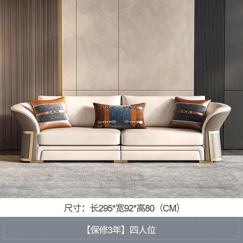 Italian Designer Leather Sofas Luxury 3 Pieces Set Minimalist Modern Sofa Loveseat Floor Divano Soggiorno Home Furniture