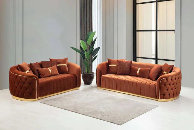 Modern Living Room Furniture Luxury Metal Frame 3 2 1 Seater Sectional White Velvet Fabric Sofa Set