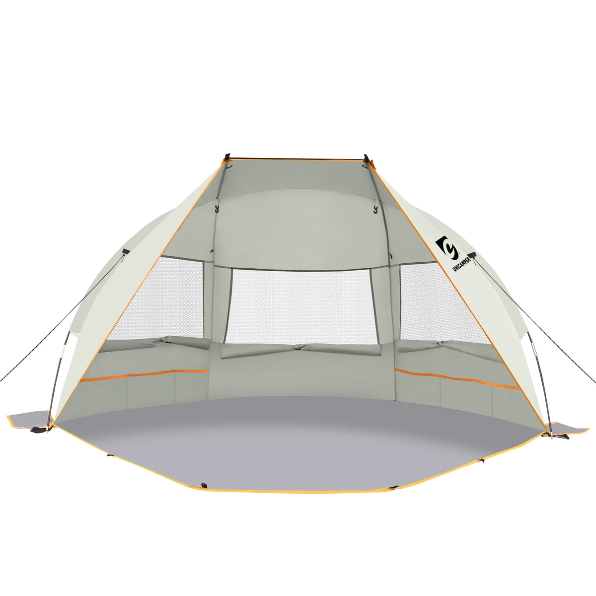 Beach Tent 3 Person Sun Shelter UPF 50+ with Extended Waterproof Pe Floor & 3 Mesh Roll Up Windows Fits