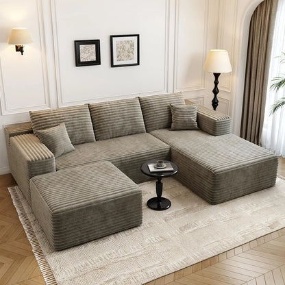 107.5" Cloud Modular Sectional Couch with 1 Ottoman,Modern Minimalist Upholstered Couches, Comfort U Shaped Sofa for Living Room