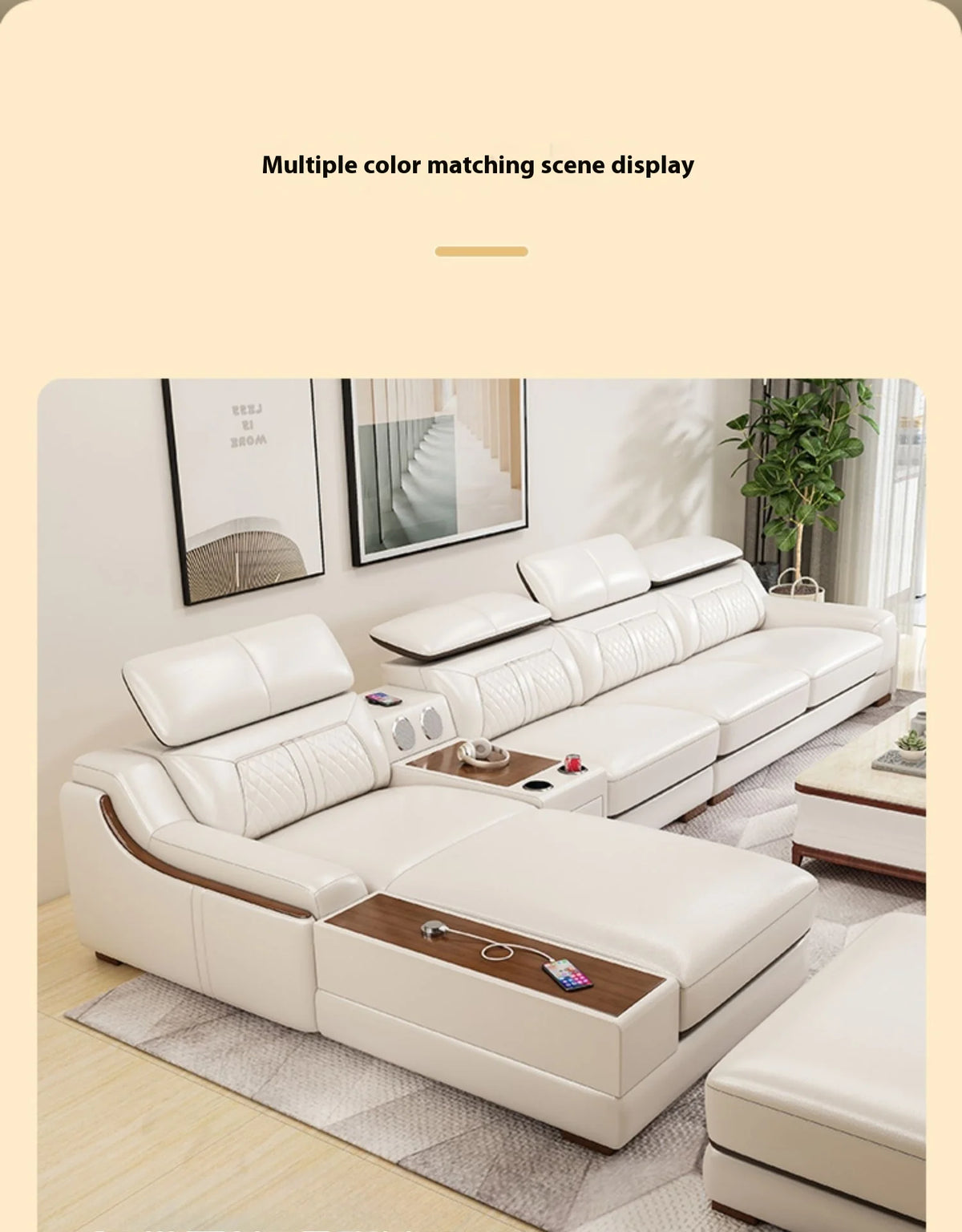 Modern Style Multifunctional Sofa Single Seat L-Shaped Combination Sofa With Massage Chair Leather Sofa Set With Speaker