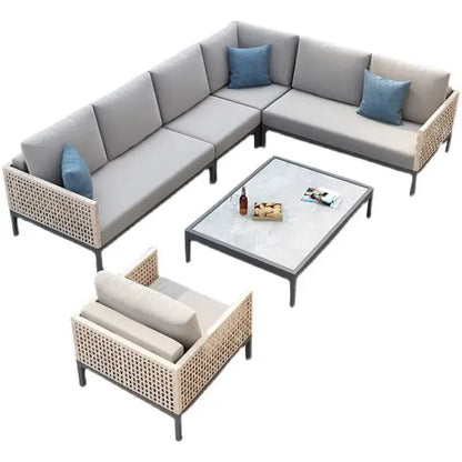 Leisure Style Outdoor Sofa Combination Living Room Balcony Open-air Leisure Rattan Weaving
