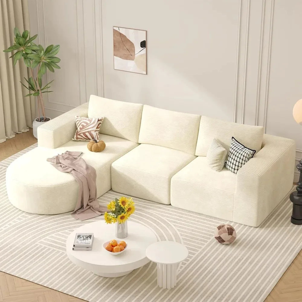 Modular Sectional Sofa with L-Shape Chaise,Cloud Sectional Modern Sleeper Couch with Deep Seat,Sponge Compression Sofas with Rev