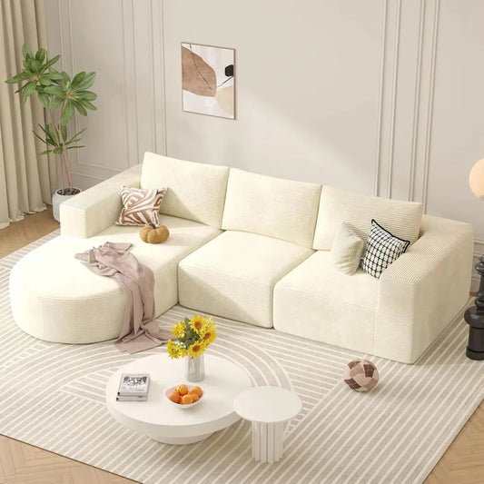 Modular Sectional Sofa with L-Shape Chaise,Cloud Sectional Modern Sleeper Couch with Deep Seat,Sponge Compression Sofas with Rev