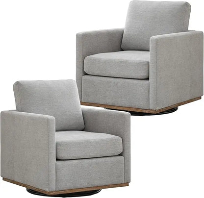 Swivel Accent Chair Set of 2, 360 Degree Square Swivel Barrel Chair for Living Room, Mid Century Modern Upholstered Accent Chair