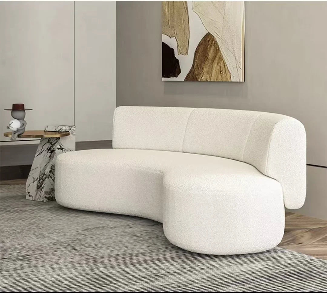 # Creamy Style Italian Minimalist Office Reception Sofa Set New Curved Fabric Sofa Creamy Small Living Room Furniture