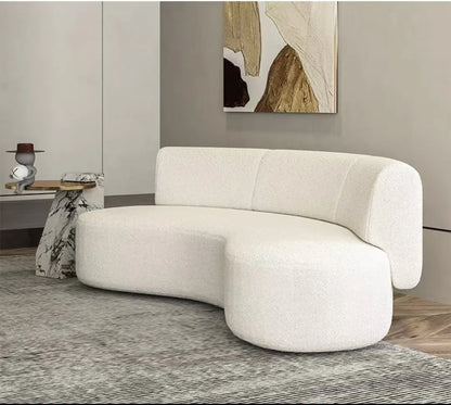 # Creamy Style Italian Minimalist Office Reception Sofa Set New Curved Fabric Sofa Creamy Small Living Room Furniture