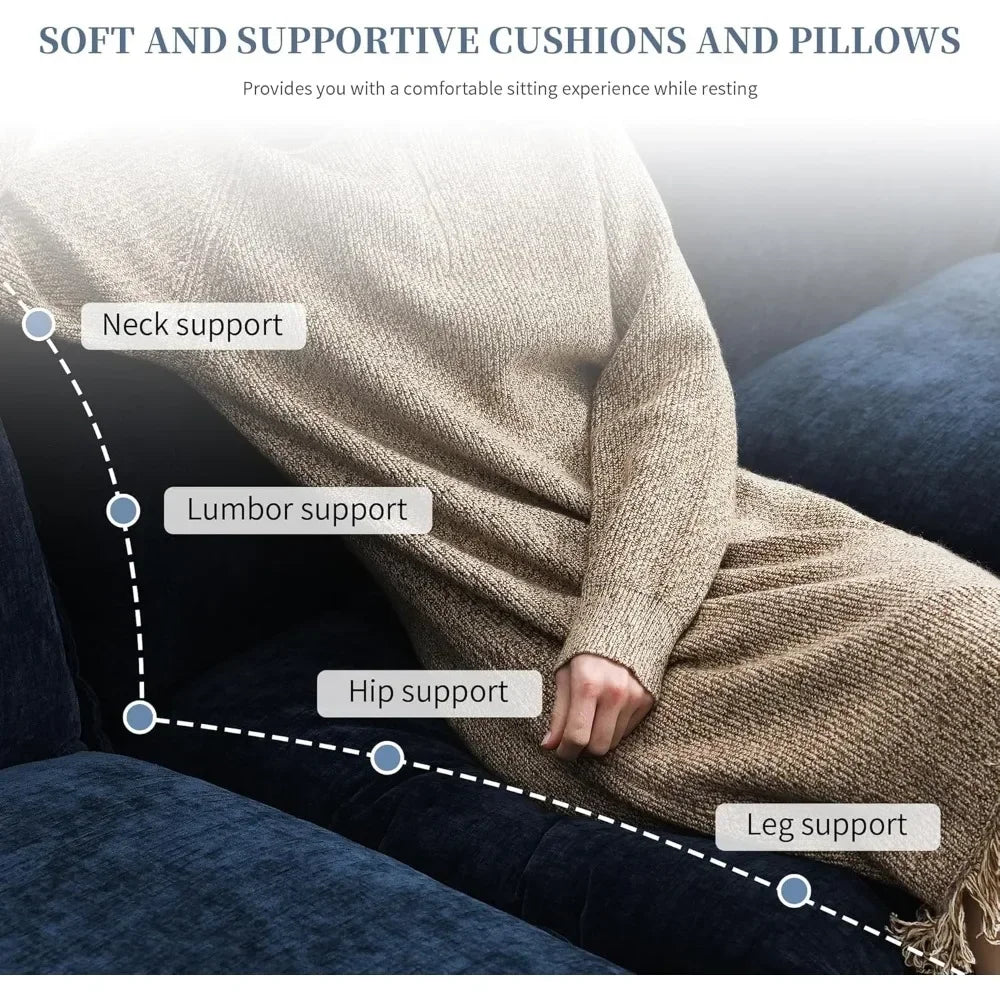 SAT Convertible Sectional Sofa, Modern Chenille Fabric L Shaped Living Room Furniture Set, 5 Seat Sofa with Chaise & Deep Seat