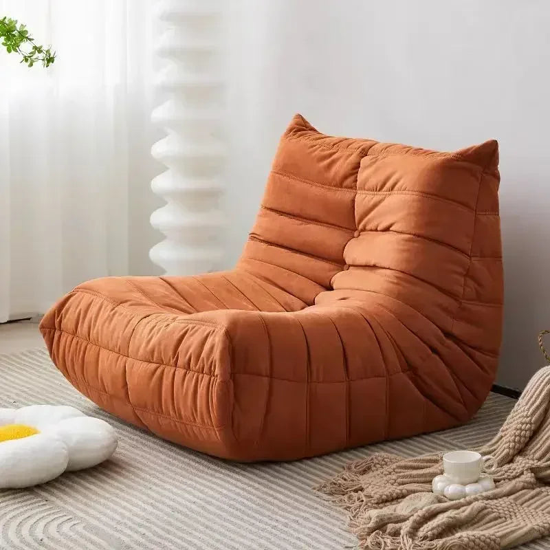 Single sofa living room bedroom lazy fabric leather leisure chair small apartment cream wind