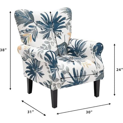 Modern Accent Chair,High Back Armchair,Upholstered Fabric Button Single Sofa with Wooden Legs for Living Room,Customized