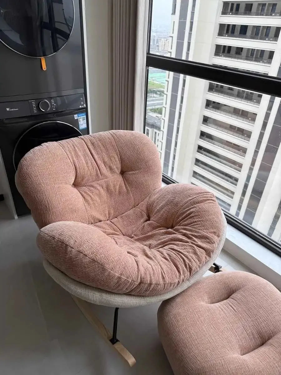 Eggshell Rocking Chair for Home Living Room Single Sofa Lazy Chair Balcony Leisure Chair Girls Pink Rocking Chair