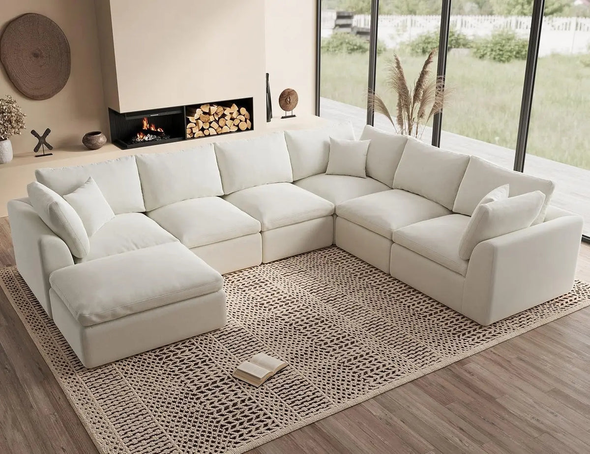 Oversized Modular Sectional Sofa,Cloud Couch Deep Seat Sofa Cushion Covers Removable,Oversized Sectional Couches for Living Room