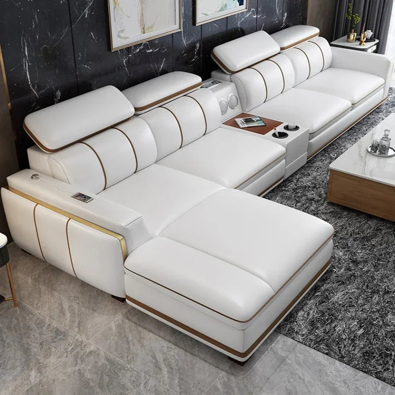 For Nordic 1 2 3  L Shape Luxury Leather Living Room Furniture Sectional Sofa Couch