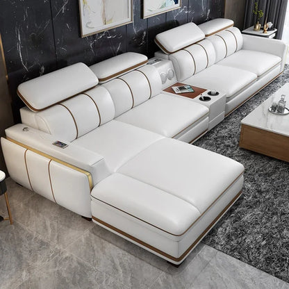 For Nordic 1 2 3  L Shape Luxury Leather Living Room Furniture Sectional Sofa Couch