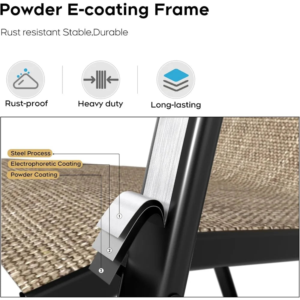 Patio Dining Chairs Set of 4 Outdoor Stackable Dining Chairs for All Weather 330lbs Capacity Heavy Duty Textilene Fabric