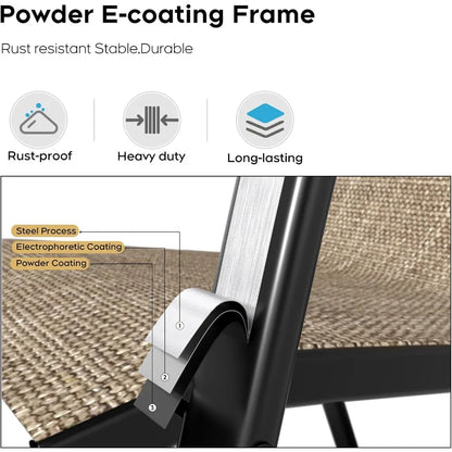 Patio Dining Chairs Set of 4 Outdoor Stackable Dining Chairs for All Weather 330lbs Capacity Heavy Duty Textilene Fabric