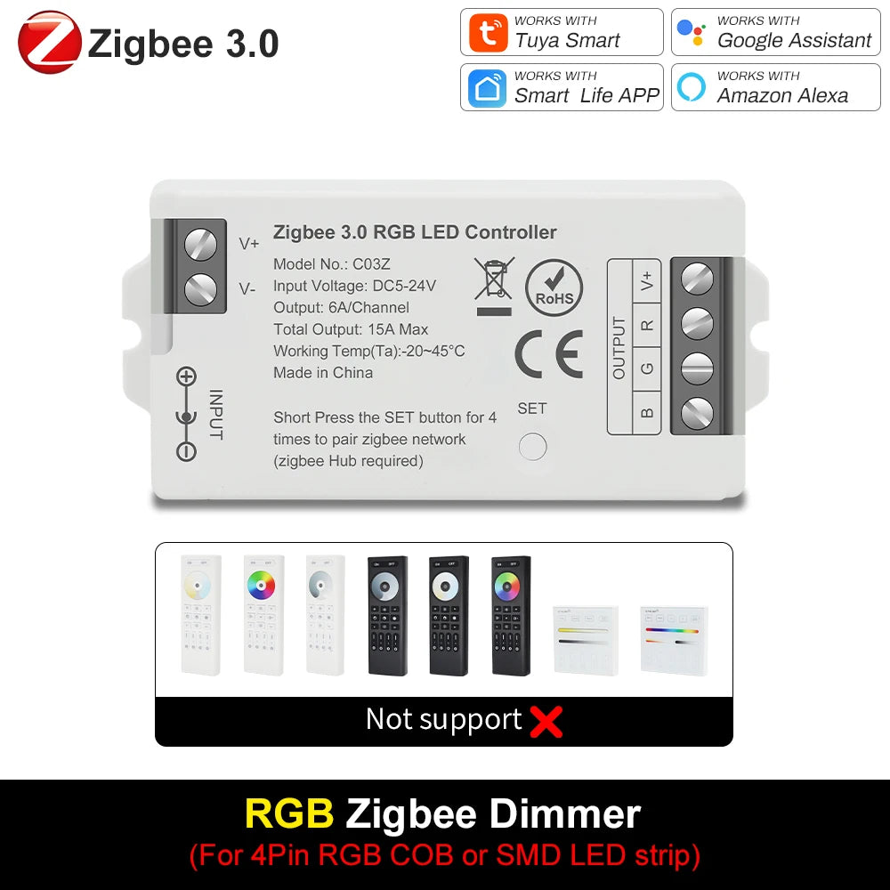 Smart LED Dimmer Tuya Wifi Zigbee DIM CCT RGB RGBW RGBCCT PWM LED Controller Support Alexa Google Home Voice Control
