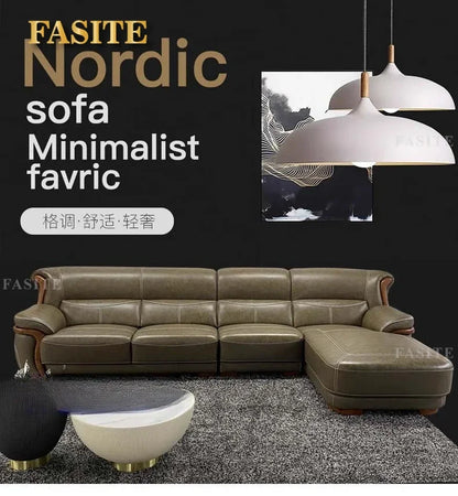 leather sofa modern simple living room combination small apartment Nordic first-layer cowhide princess corner furniture