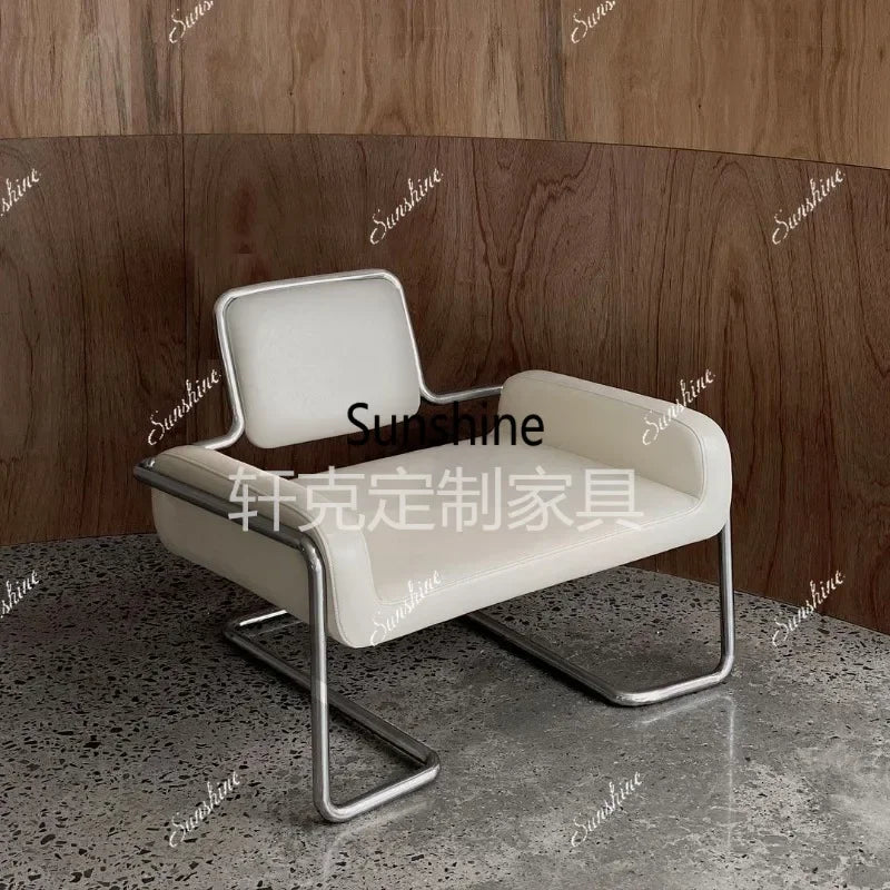 Nordic medieval curved special-shaped convex chair stainless steel light luxury backrest single chairTJ