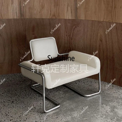 Nordic medieval curved special-shaped convex chair stainless steel light luxury backrest single chairTJ
