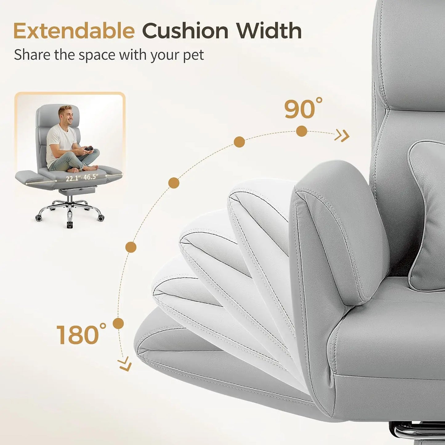 Big and Tall Office Chair 500LBS, Ergonomic High Back Leather Executive Chair, Reclining Swivel with Adjustable, Customized