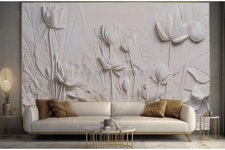 Custom Photo Wallpaper Modern Simple Art Lotus Flower Murals Living Room Bedroom TV Backdrop Wall Decor Luxury 3D Wall Papers