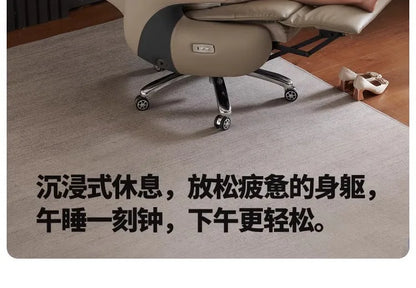 Senior Leather Office Chairs Ergonomic Comfortable Adjust Recliner Office Chairs Mobile Luxurious Furniture Silla Oficina LXOC