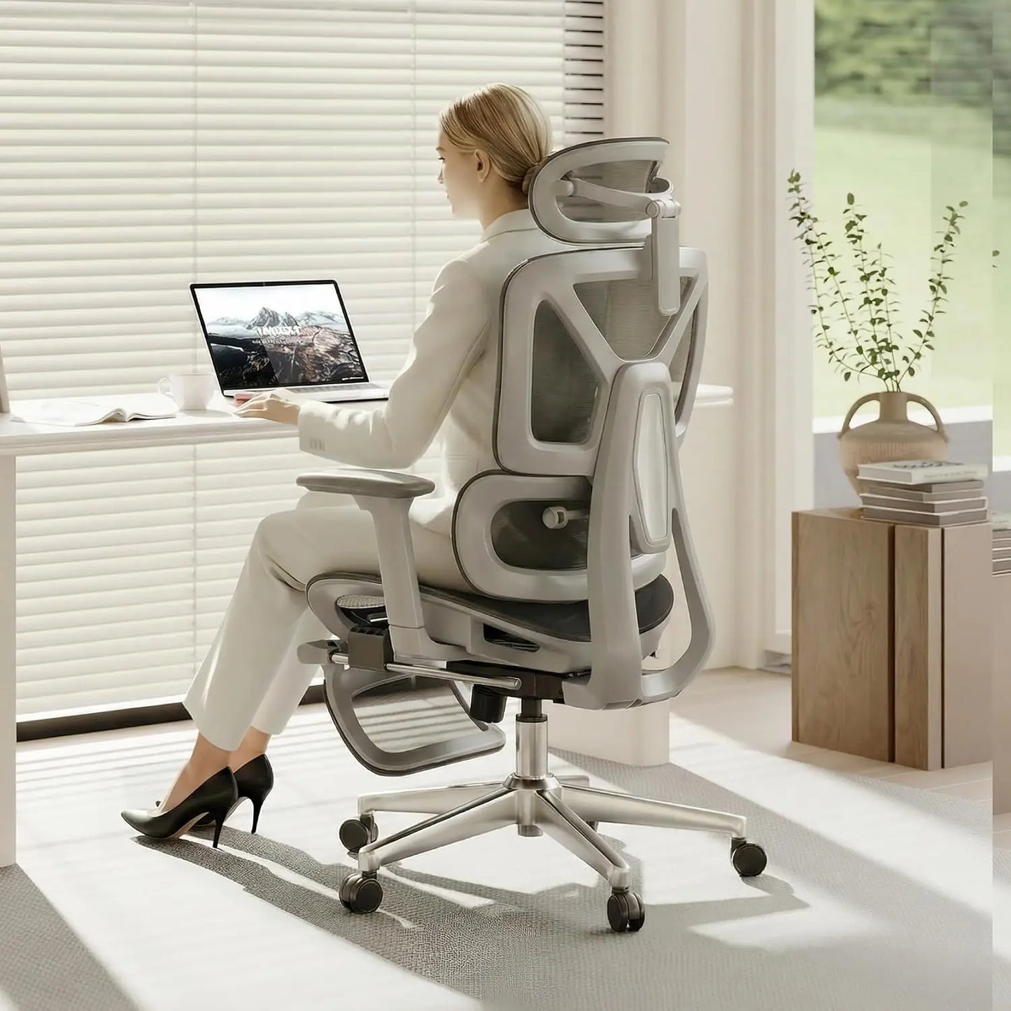 Premium Ergonomic Office Chair,3D Adjustable Armrests,Dynamic Lumbar Support,Recline Tilt & Footrest, Custom