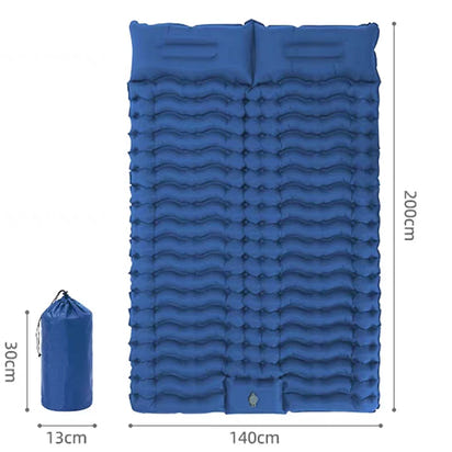 Outdoor 2 Persons Travel Bed Air Mat Double Sleeping Pad for Camping Self-Inflating Mat Sleeping Mattress with Pillow for Hiking