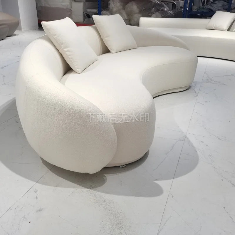 Y  Lamb velvet sofa, living room curved cashew sofa, beauty salon, clothing store, resting area, moon sofa