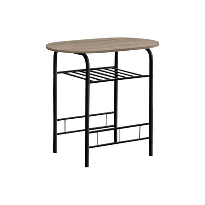 3-Pc Dining Table Set, Small 32" L, Brown Laminate Top, Black Metal Frame, Contemporary Modern Design for Kitchen Dining Room