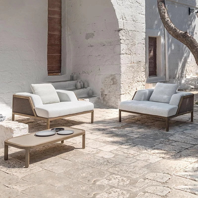 Outdoor rattan sofa, outdoor garden, courtyard, waterproof, sun protection, leisure terrace, furniture combination