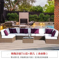 Budget-friendly Outdoor Rattan Woven Sofa, Outdoor Garden, Villa, Courtyard Balcony, Casual Corner Sofa, Coffee Table