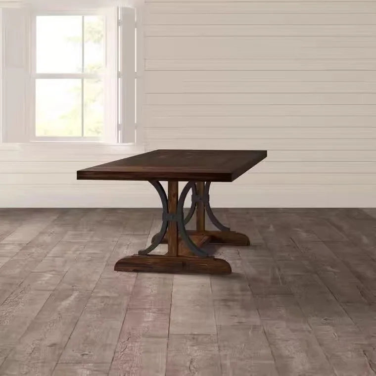 American, retro, solid wood, old-fashioned, dining tables and chairs, logs, simplicity, art, rectangle, office